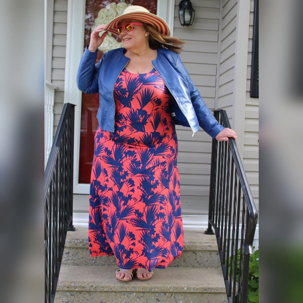 NEW NWOT Jessica London Plus Size  Orange & Blue Sleeveless Maxi Dress Sz 20W